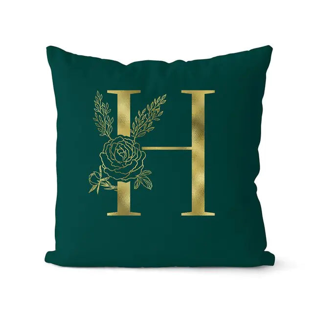 Green Pillowcase Gold Letters