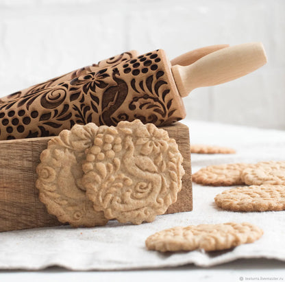 Wooden Embossing Rolling Pin