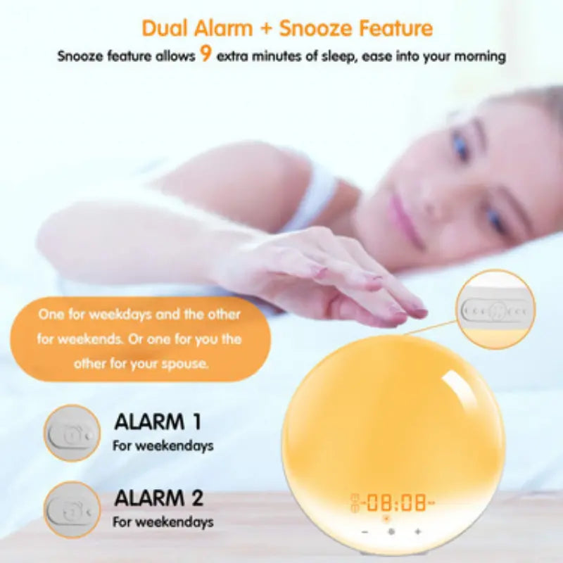 1pc Sunrise Alarm Clock for Kids with Dual Alarms