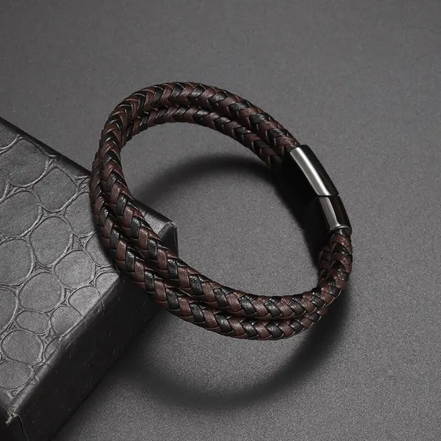 Classic Hand Woven Multi-Layered Leather Bracelet