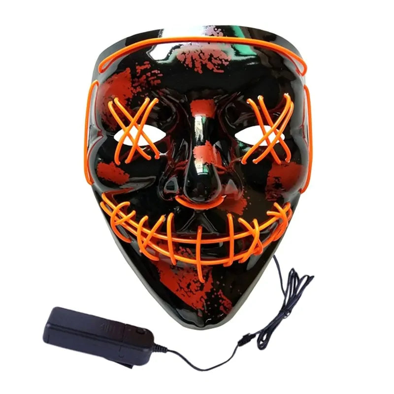 LED Purge Mask: Halloween Costume DJ Party Light Up Glow-in-the-Dark Masks (10 Colors)