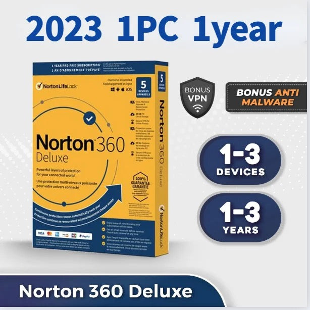 Norton 360 Deluxe 1 Year 1pc key 100% Online Activation