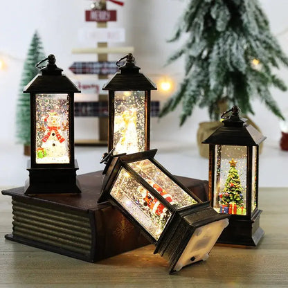 Holiday Lantern - Christmas Snow Globe Vintage Lantern