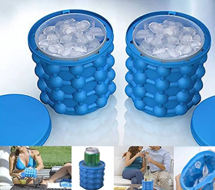 Silicone Mold Ice Cube Tray Maker Portable Bucket