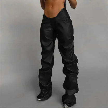 Faux Leather Straight Leg Pants