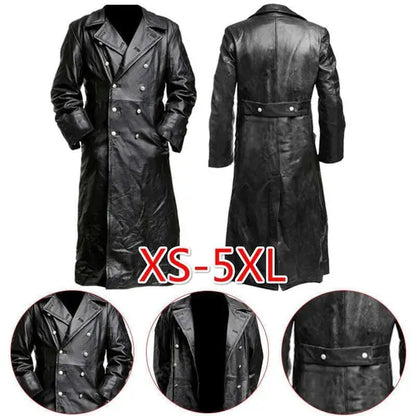 BLACK LEATHER TRENCH COAT