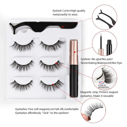 New 1/3Pairs Magnetic Eyelashes False Lashes