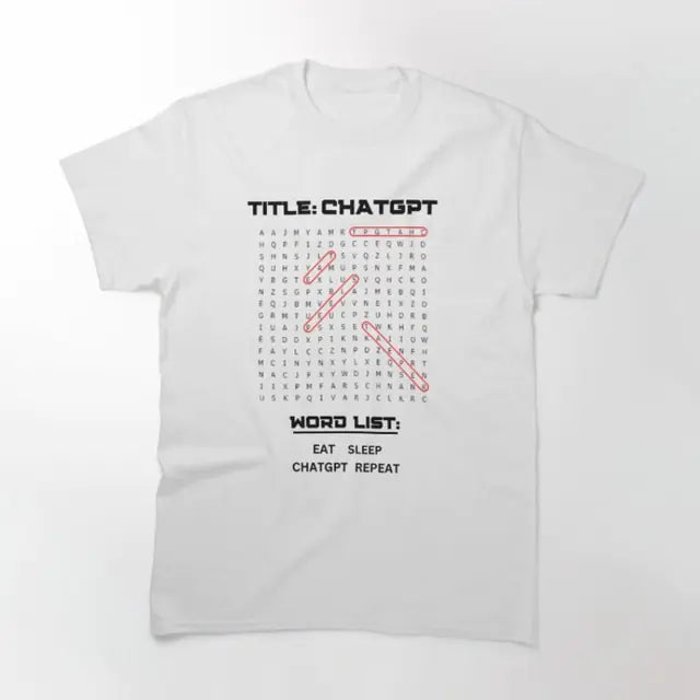 ChatGPT Eat Sleep ChatGPT Reapeat Word Search T-Shirt