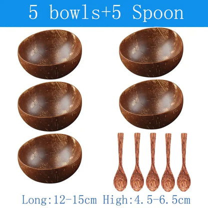 Natural Coconut Bowl Spoon Tableware Set