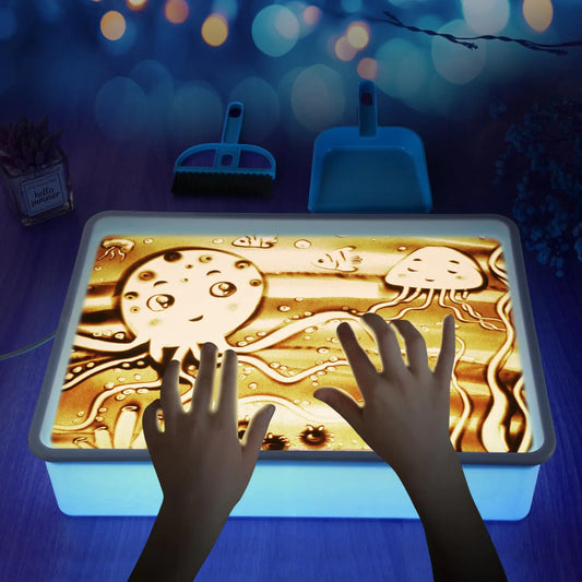 Light Table for Kids-Sand Painting Light Box Sand Art Kits Light Table Toys for Boys and Girls 16" (Blue)