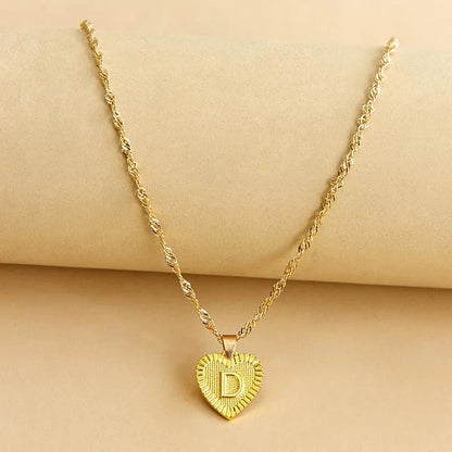 Initial Letter Heart Pendant Necklace