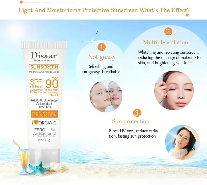 Disaar SPF 90 Facial Body Sunscreen Whitening Sun Cream