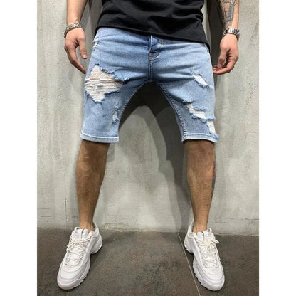 Slim Fit Men's Denim Pants with Holes