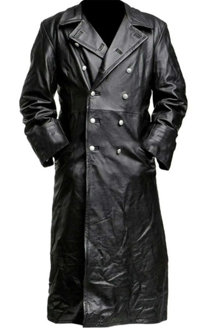 BLACK LEATHER TRENCH COAT