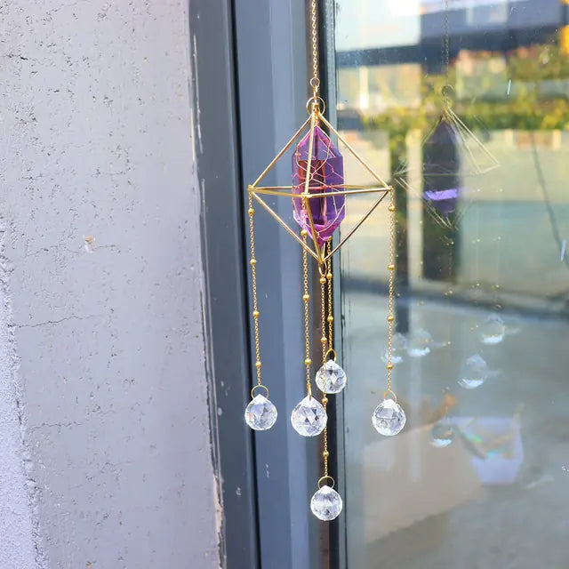 Crystal Wind Chime Hexagon Diamond Prism