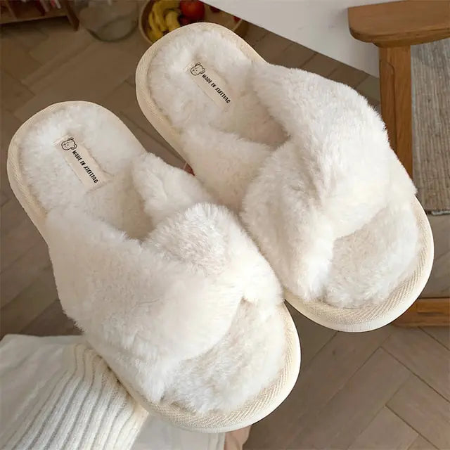 Heart Love Fluffy Fur Slippers