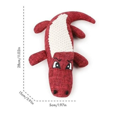 Linen Plush Crocodile Dog Toy: Squeaky Chew Toy for Cleaning Teeth, 1PC