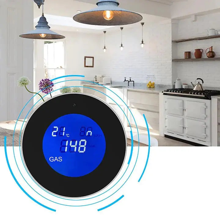 Wi-Fi Smart Natural Gas Detector - Digital LCD Temperature Display Gas Sensor for Home Kitchen