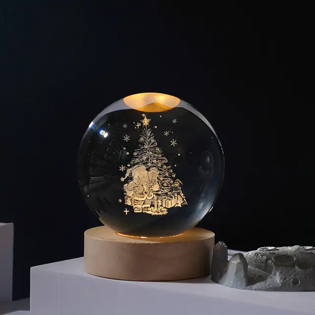 3D Laser Engraved Solar System Ball with LED Light Base