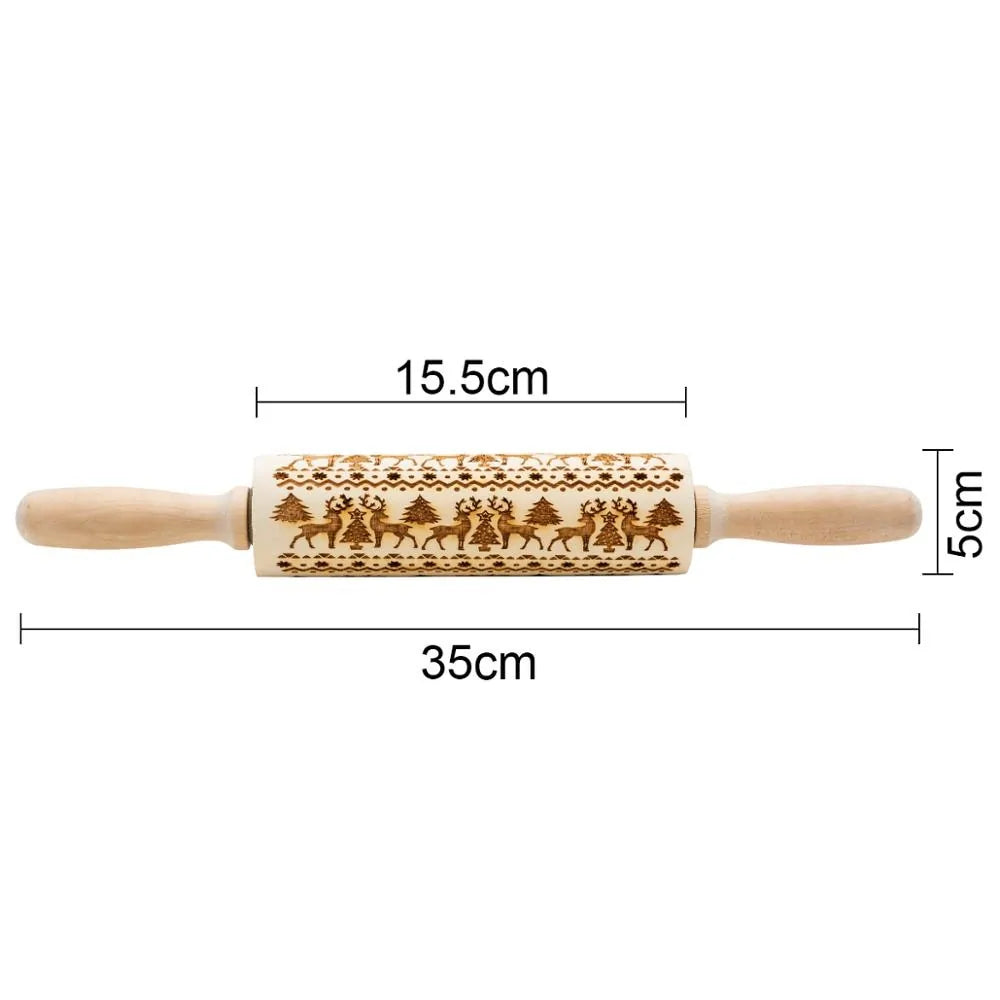 Wooden Embossing Rolling Pin