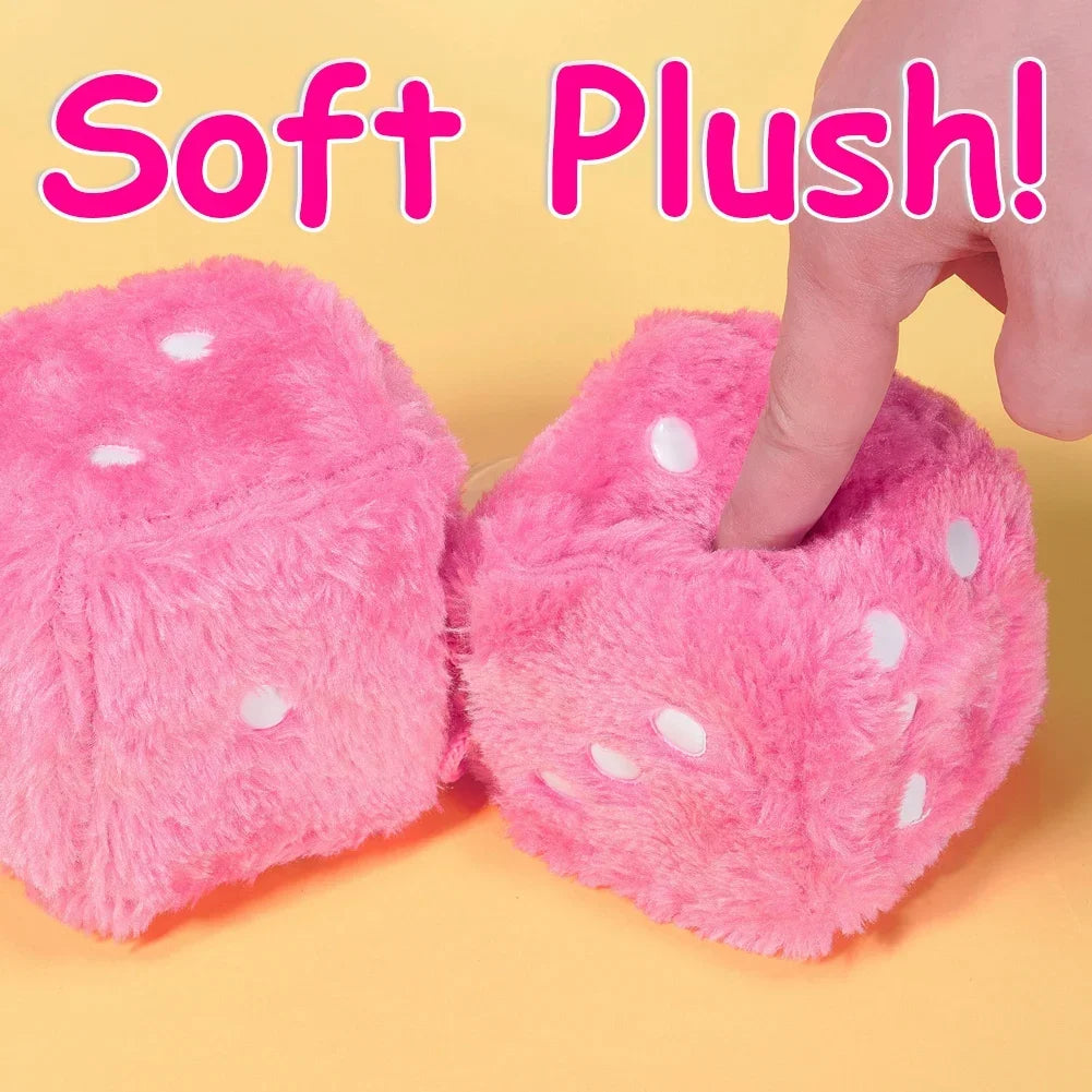 Fuzzy Plush Dice with Dots Retro Square Plush