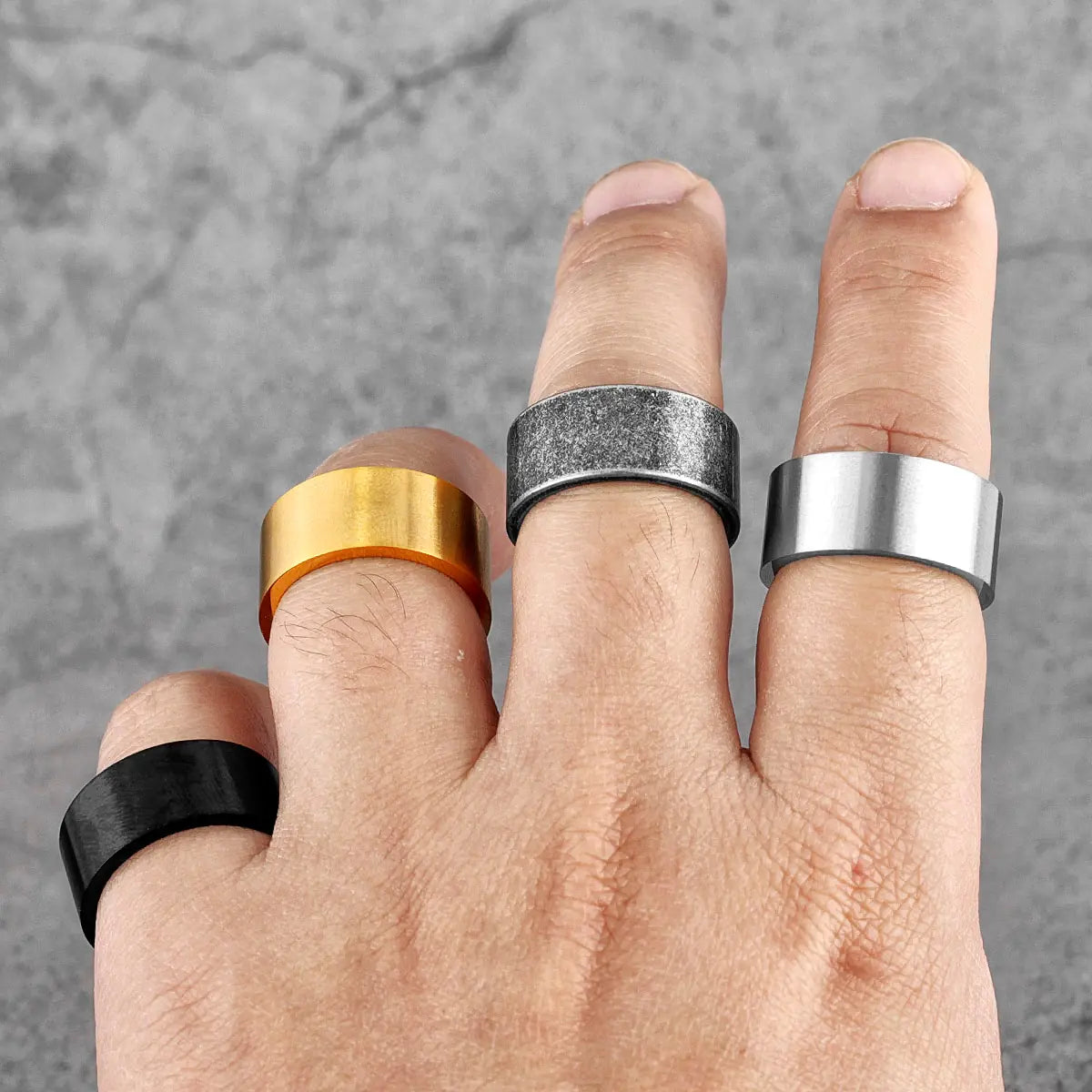 Simple Vintage Black Stainless Steel Men's/Women's Rings