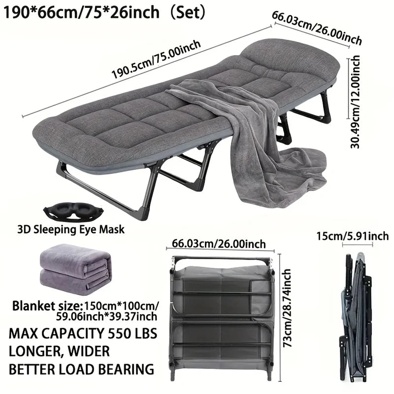 Heavy-Duty Folding Bed with Mattress