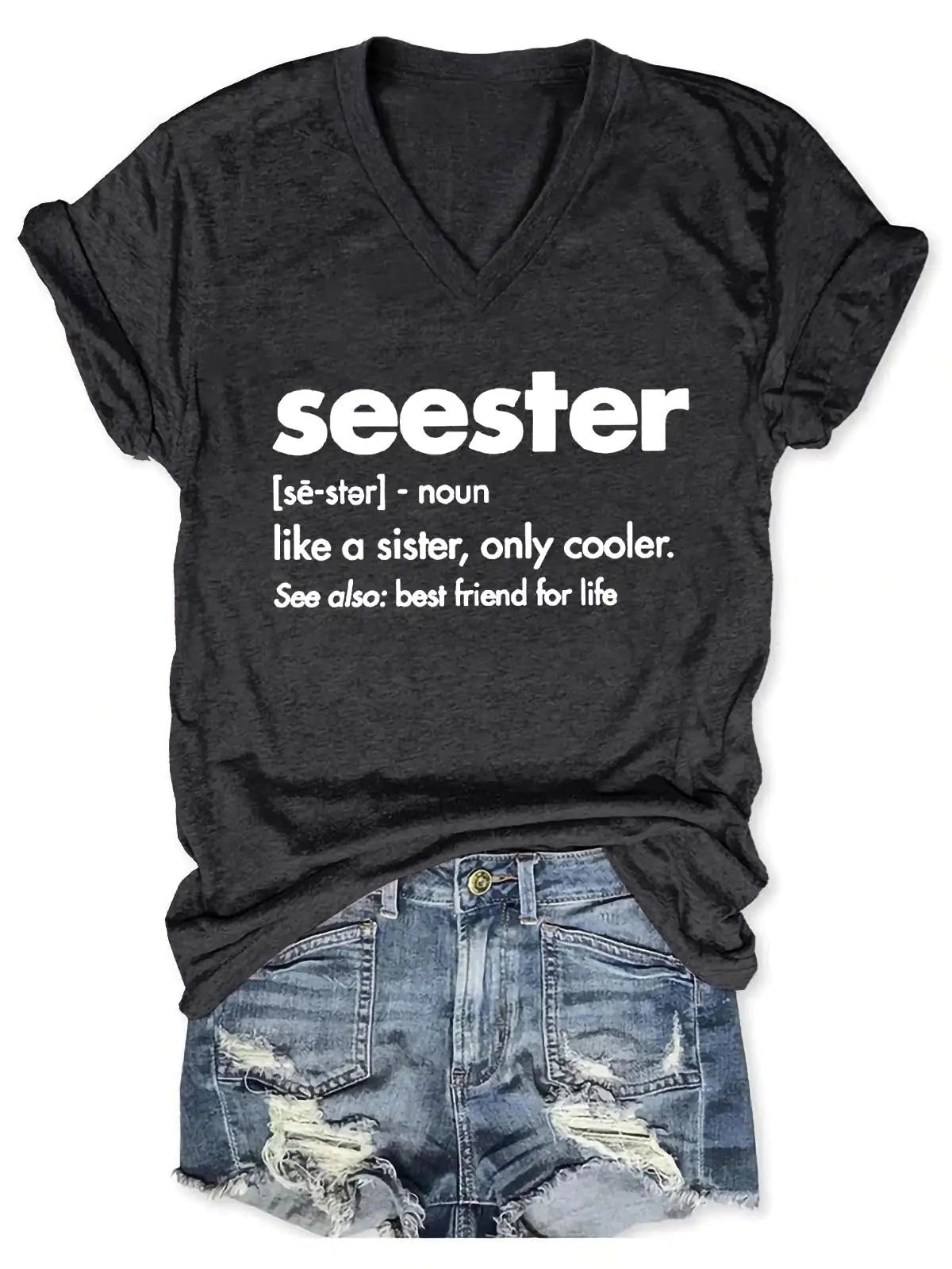 Seester Like A Sister V-Neck Shirt