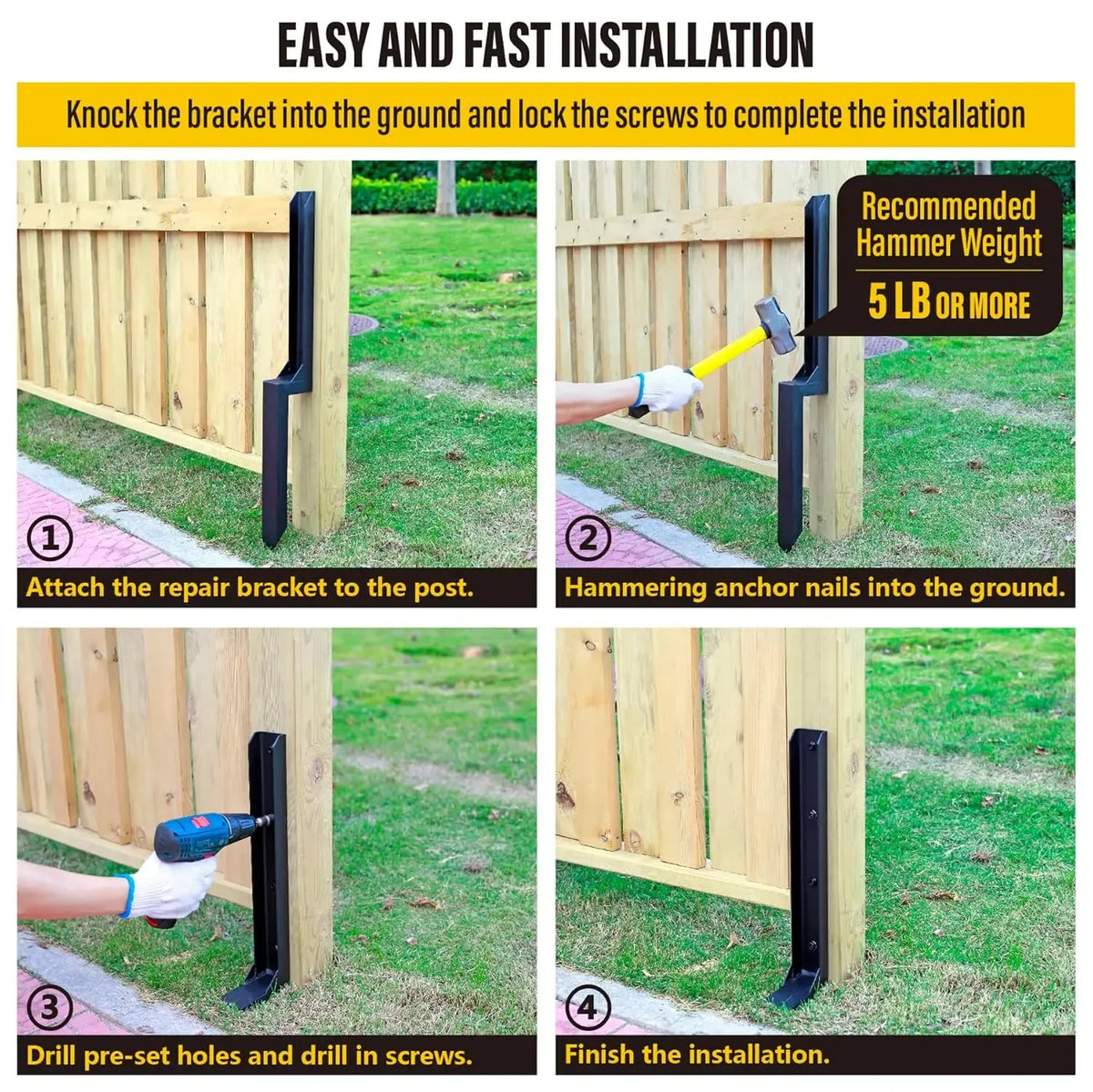 Heavy-Duty Steel Fence Post Repair Stakes (2-Pack)