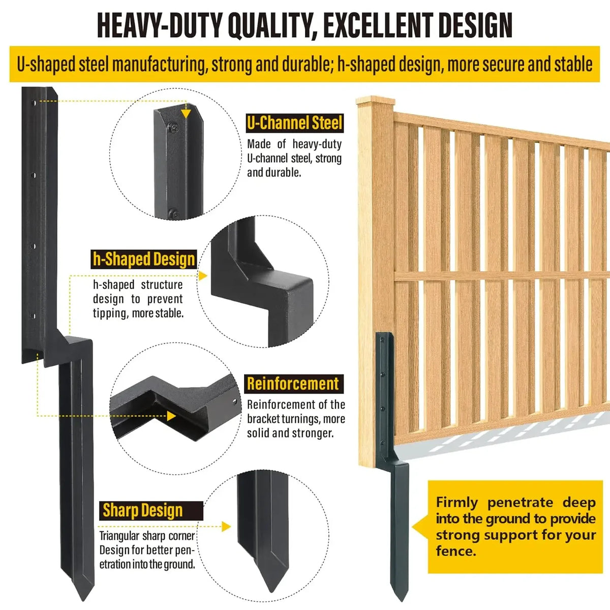 Heavy-Duty Steel Fence Post Repair Stakes (2-Pack)