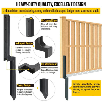 Heavy-Duty Steel Fence Post Repair Stakes (2-Pack)