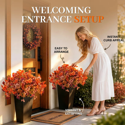 2-Pack 24" Faux Orange Daisy Flowers in Black Planters