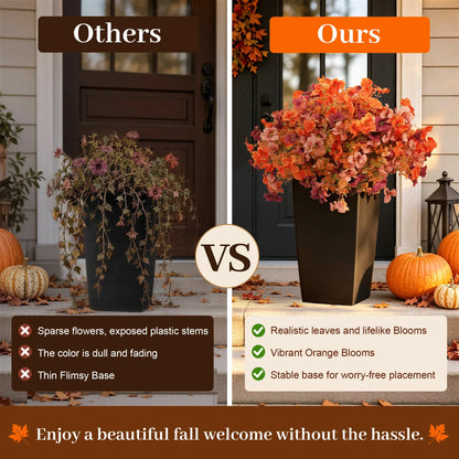 2-Pack 24" Faux Orange Daisy Flowers in Black Planters