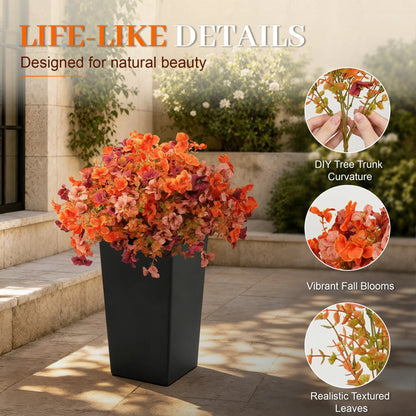 2-Pack 24" Faux Orange Daisy Flowers in Black Planters