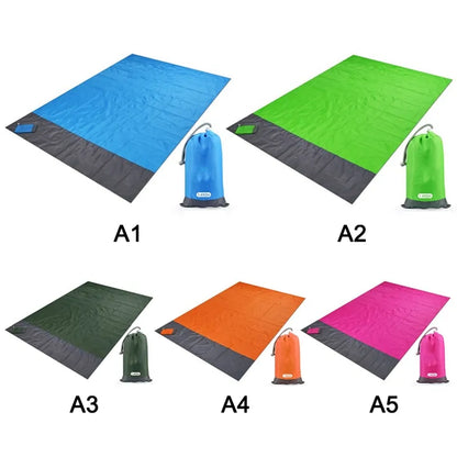 "Waterproof Pocket Beach Blanket: Portable 2x2.1m Camping Mat