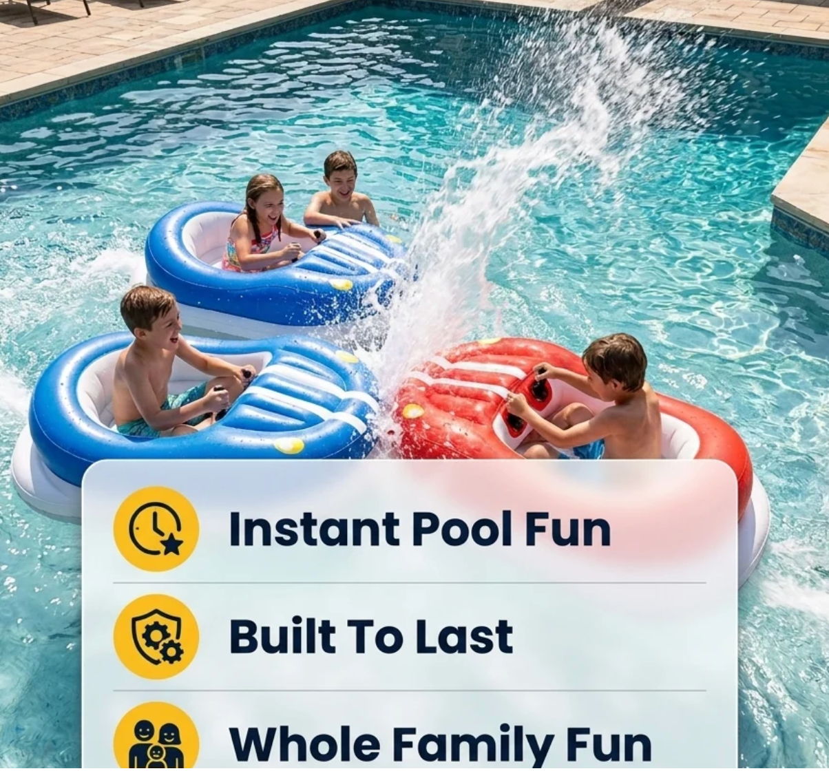 Float Bump Inflatable Electric Pool Bumper Boat – Rechargeable Water Ride-On for Kids & Adults