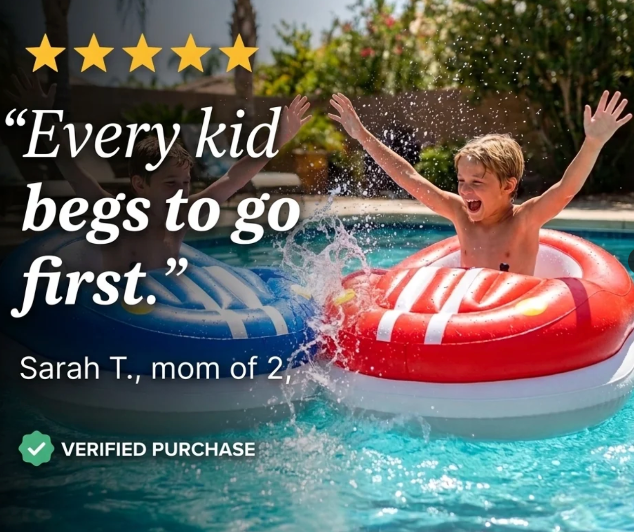 Float Bump Inflatable Electric Pool Bumper Boat – Rechargeable Water Ride-On for Kids & Adults