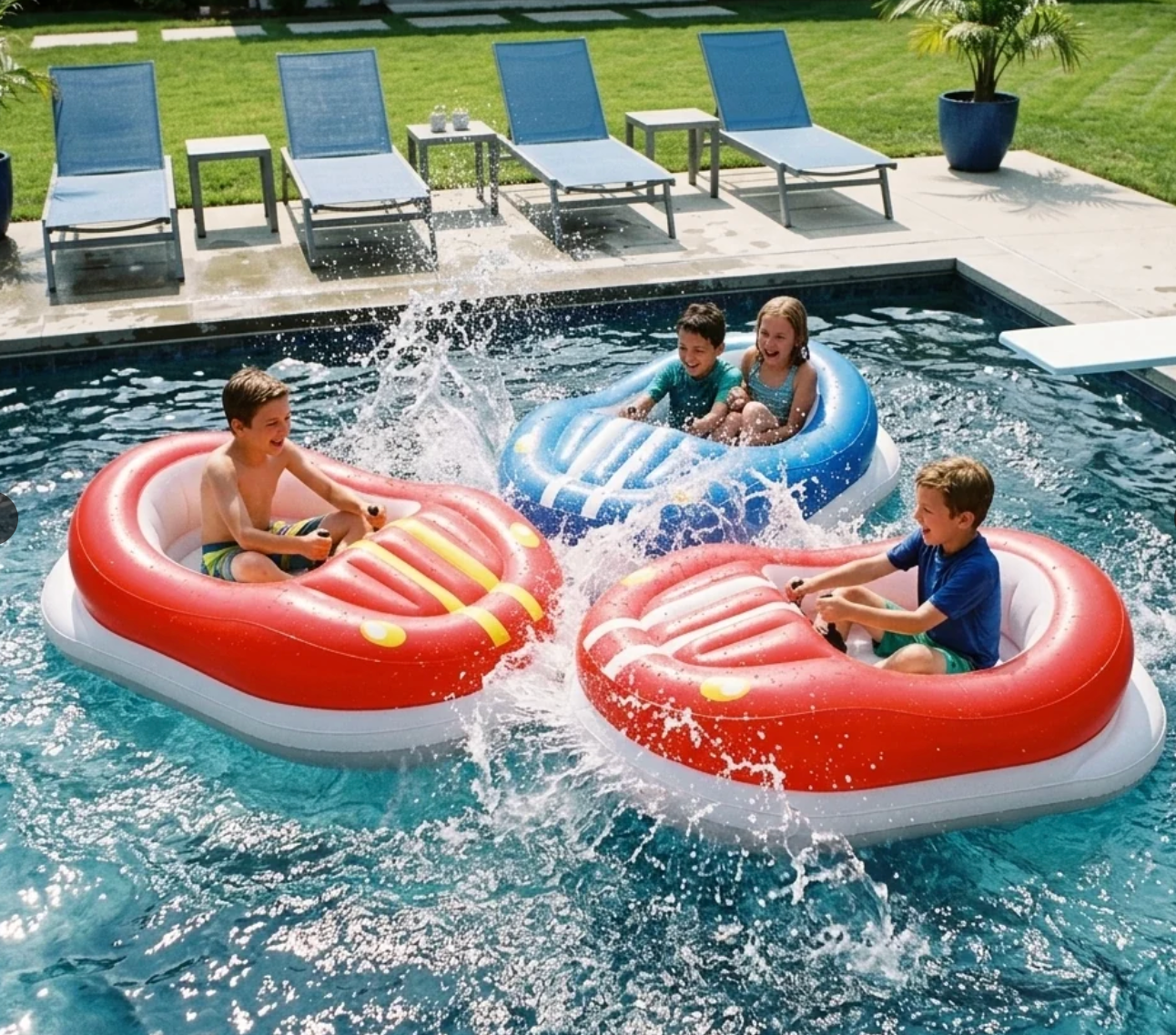 Float Bump Inflatable Electric Pool Bumper Boat – Rechargeable Water Ride-On for Kids & Adults