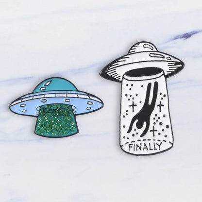 Alien Abduction Enamel Pin Badges