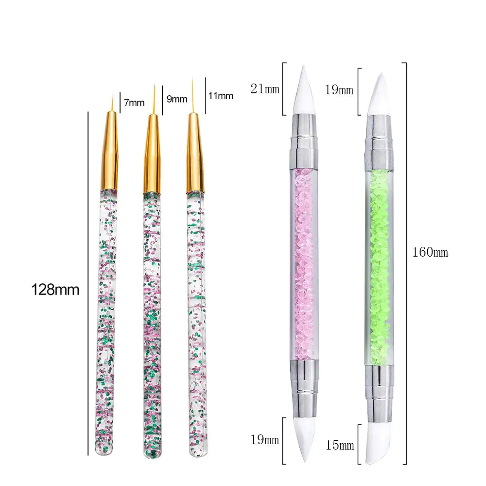 Gel Liner Polish Brush Set Nail Art Dotting Tools