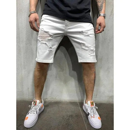 Slim Fit Men's Denim Pants with Holes