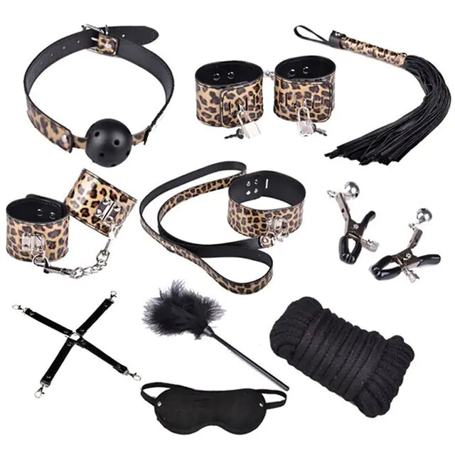 10 Pcs Leather Bondage Sets Sex Product