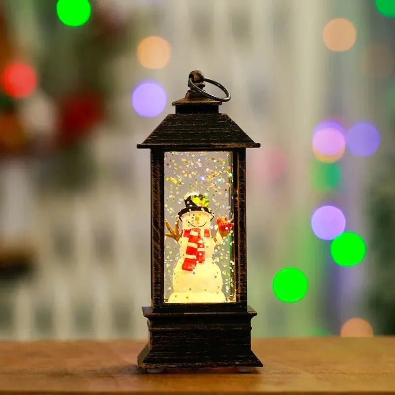 Holiday Lantern - Christmas Snow Globe Vintage Lantern