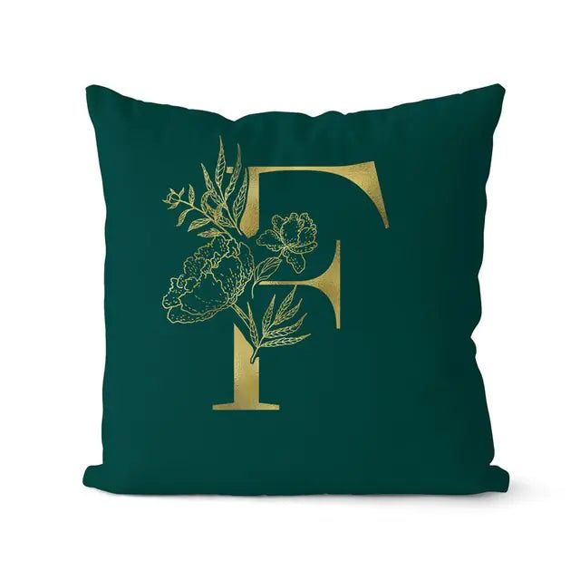 Green Pillowcase Gold Letters