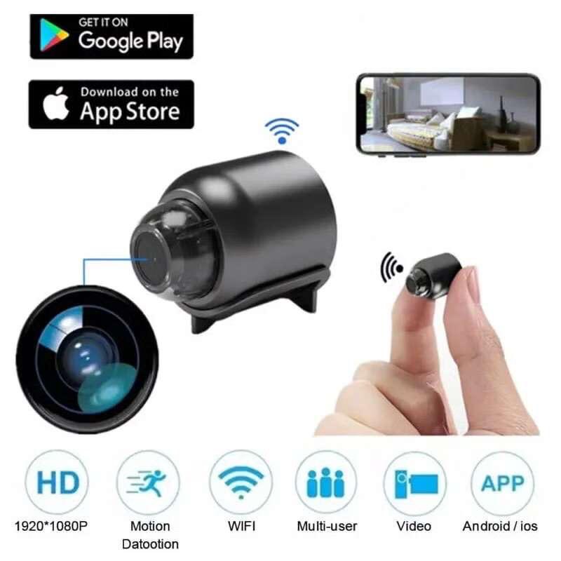 X5 Mini Camera HD 1080P WiFi Compact Wireless Security Cam with Night Vision & Loop Recording – Ideal for Home, Office