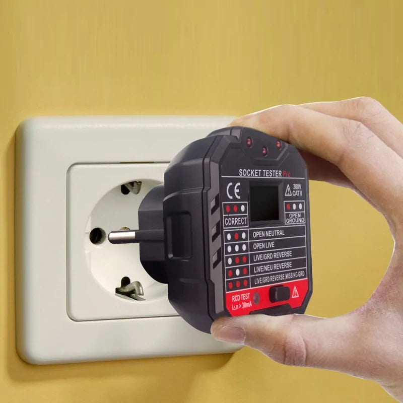 Testeur De Prise électrique HT106 - 7 LEDs Indicateurs - Pour Prise Européenne - Vérification Terre, Neutre, Phase - ElecC - 9