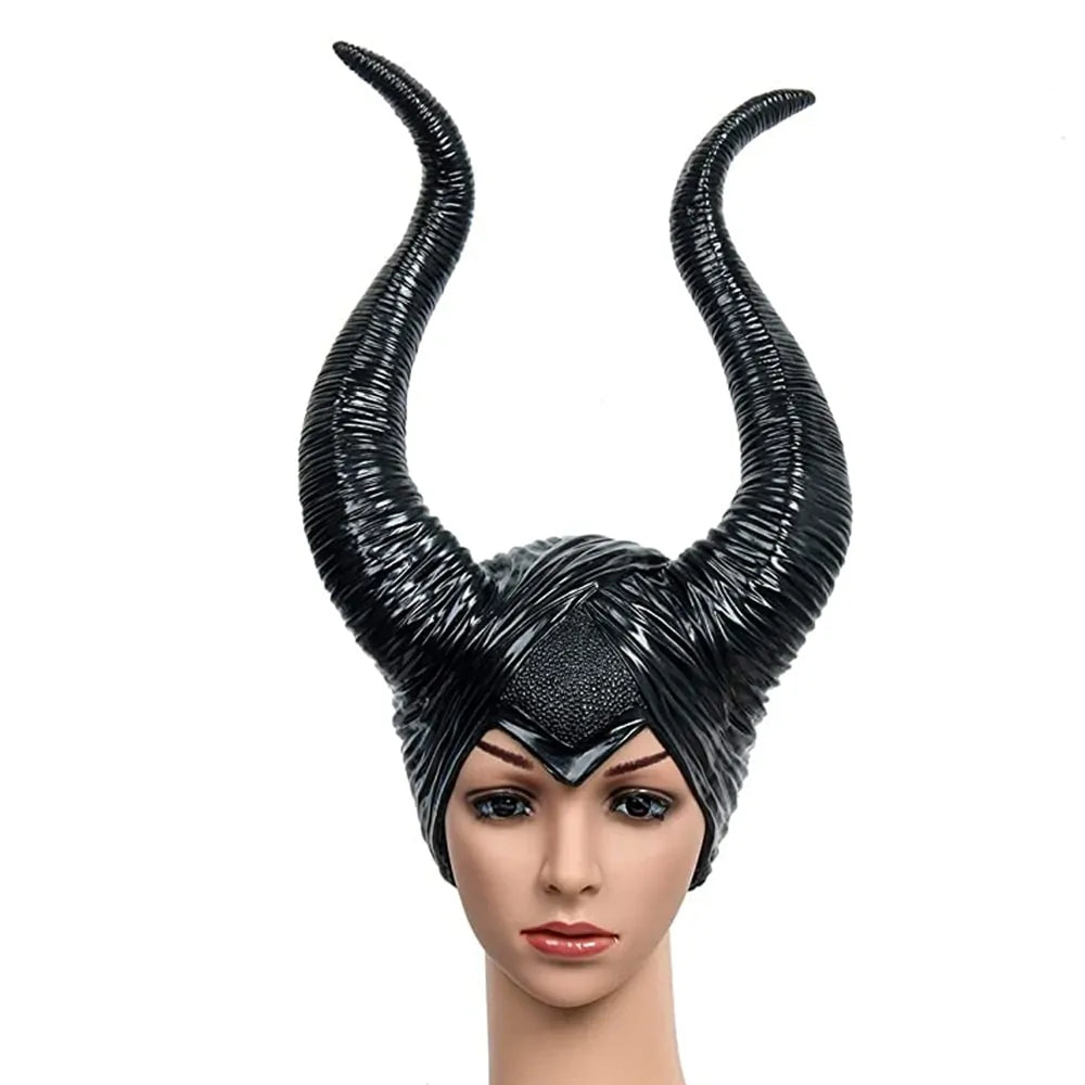 Girls Horns Hat Black Queen Cosplay Headpiece