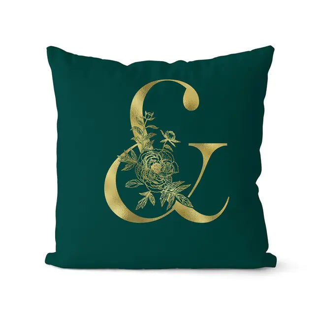 Green Pillowcase Gold Letters