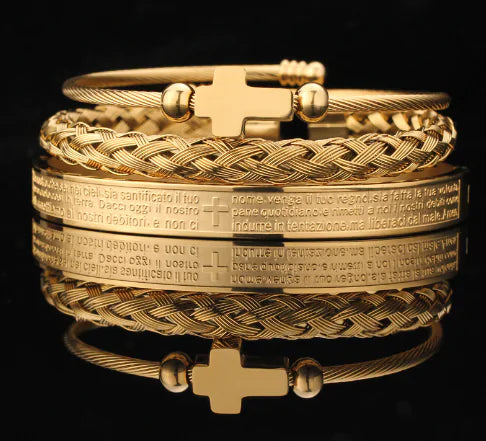 Cross Spanish Carving Bracelet Set