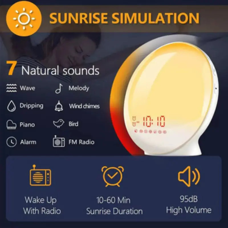 1pc Sunrise Alarm Clock for Kids with Dual Alarms